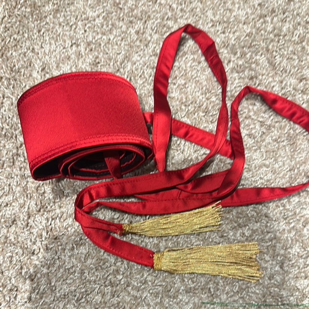 Elegant Red Sash with Gold Tassels